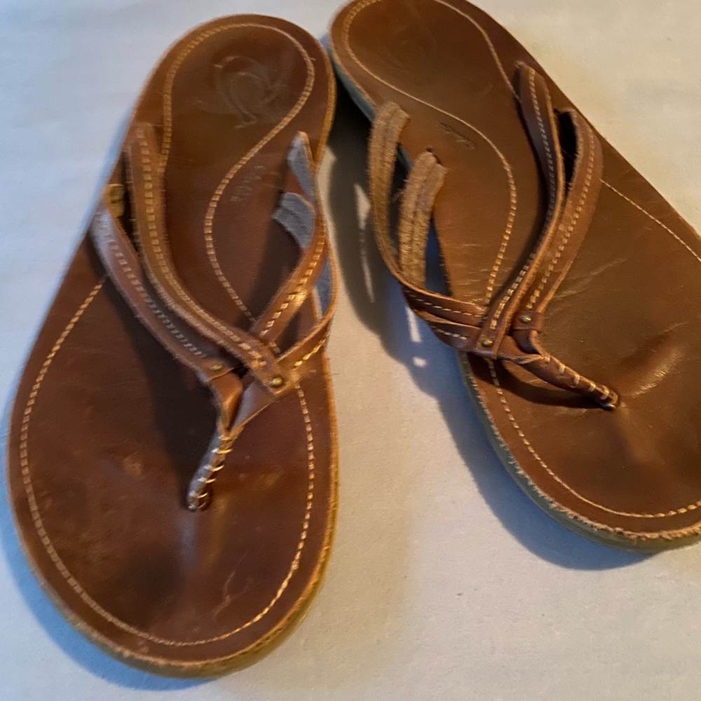Olukai leather flip flops